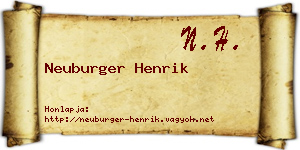 Neuburger Henrik névjegykártya